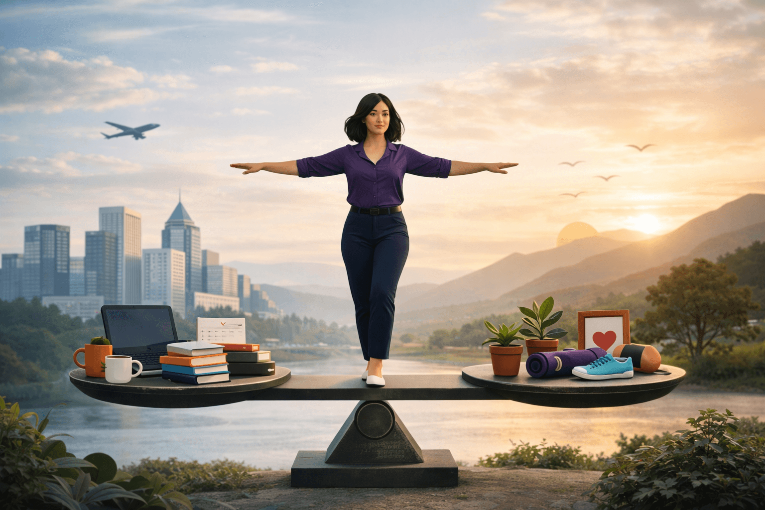 person balancing work and personal lifeoden table