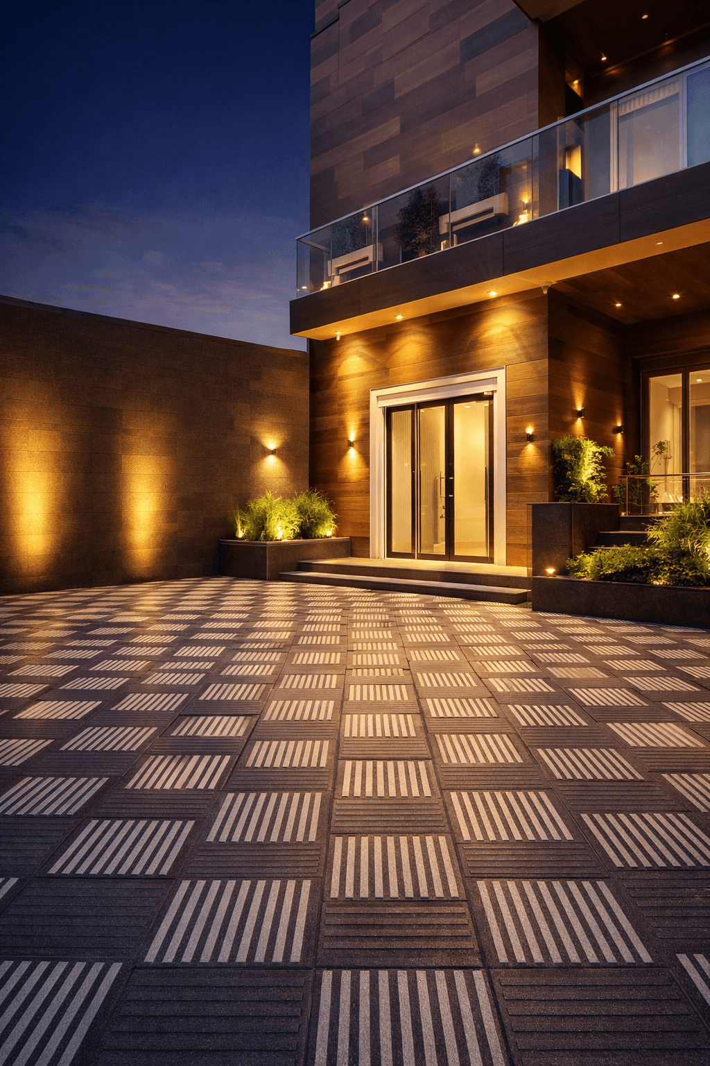 Close-up of Gazelle stone tile showing concentric curved line pattern and textured finish