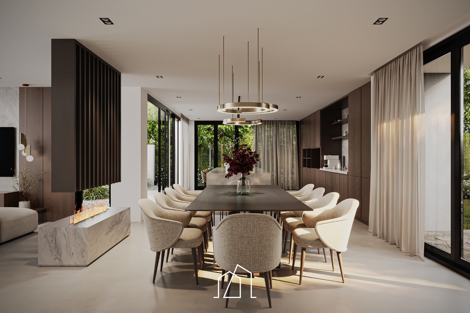 Woonkeuken en leefruimte van de moderne villa transformatie in Amersfoort
