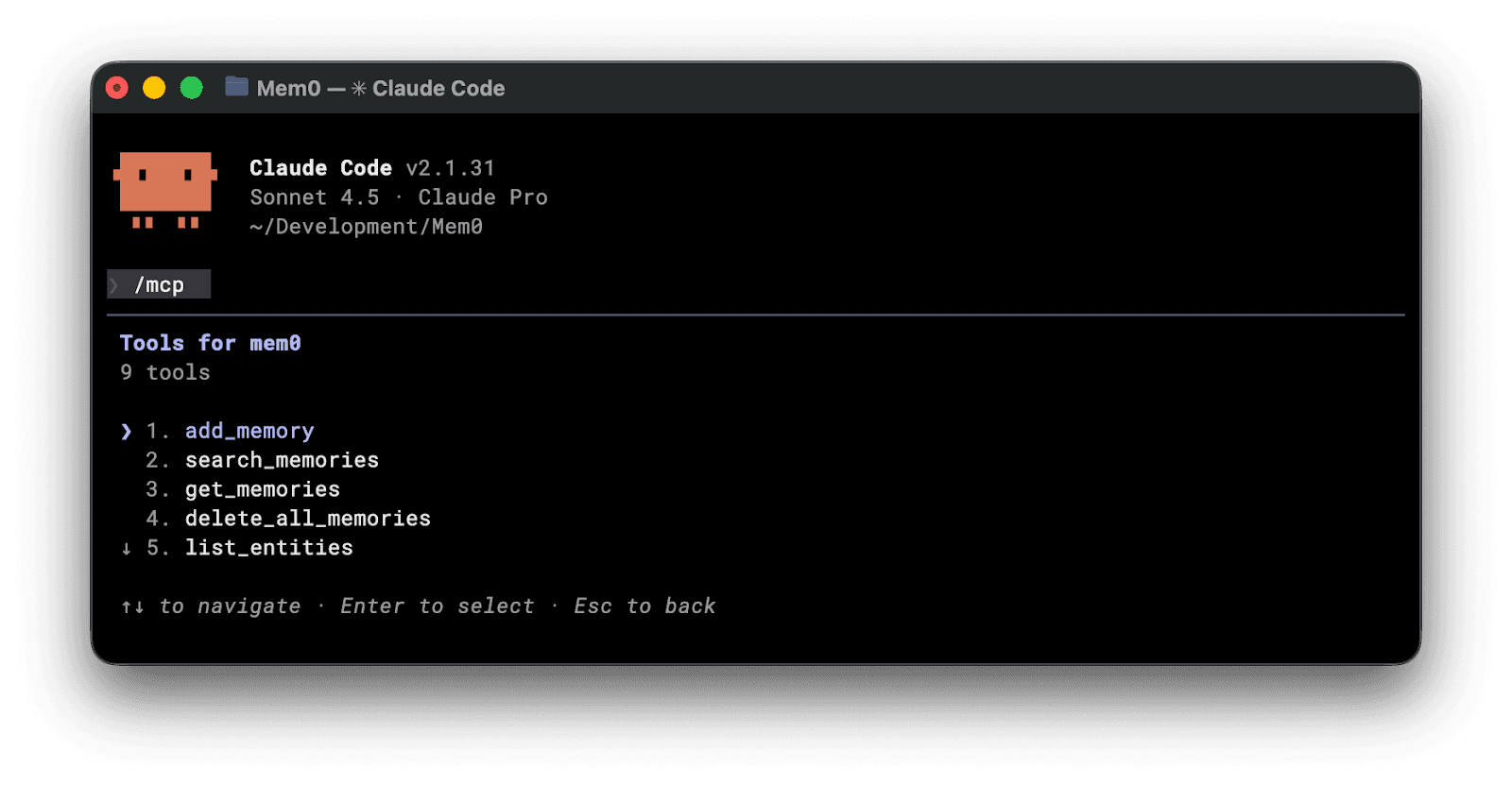 Claude code with Mem0 memory layer MCP