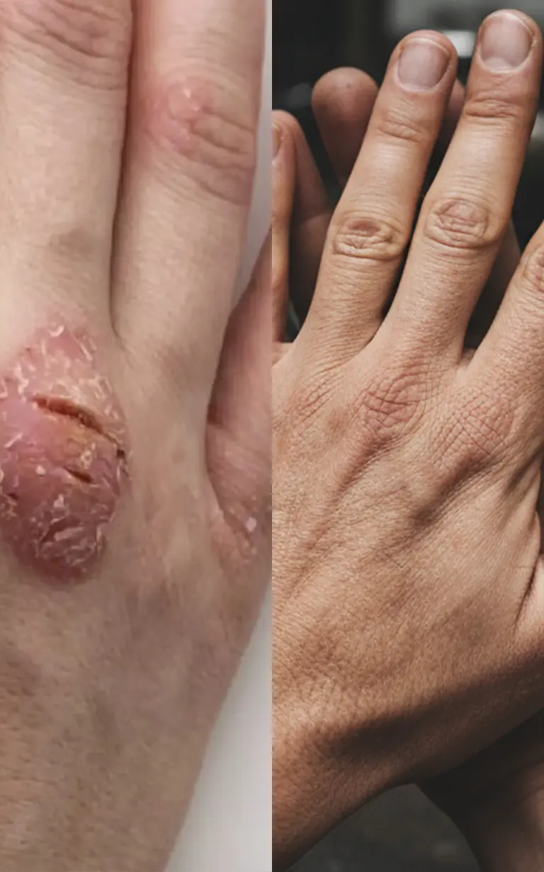 Before and after treatment - hand