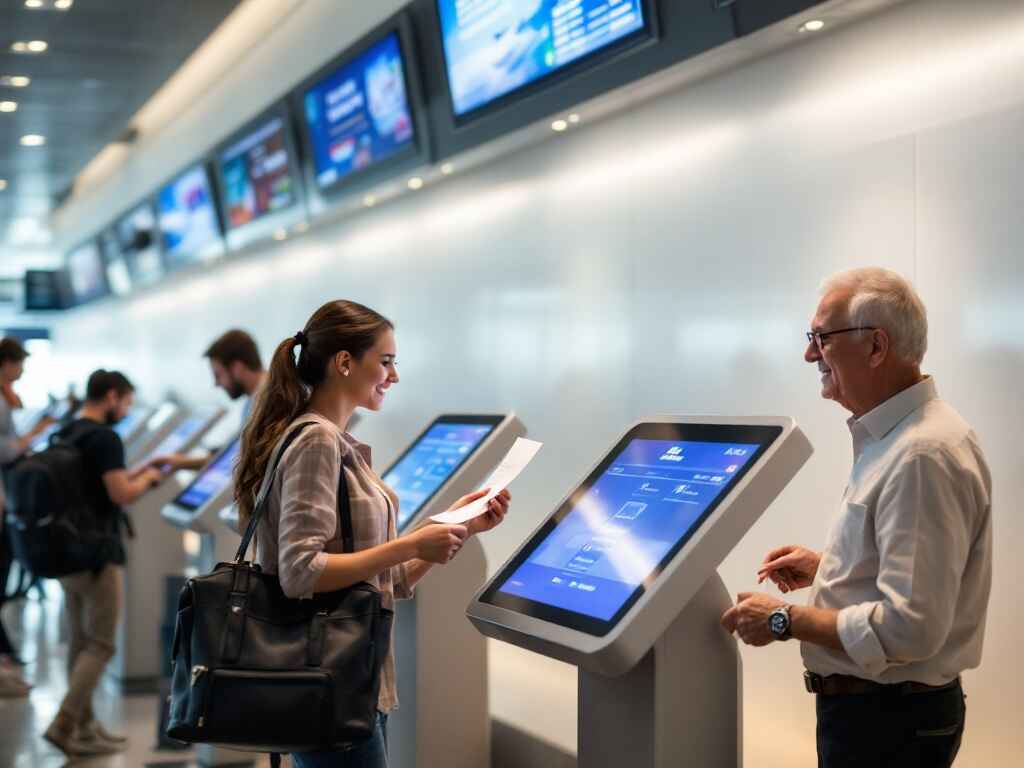 Self-service ticket kiosk at an airport