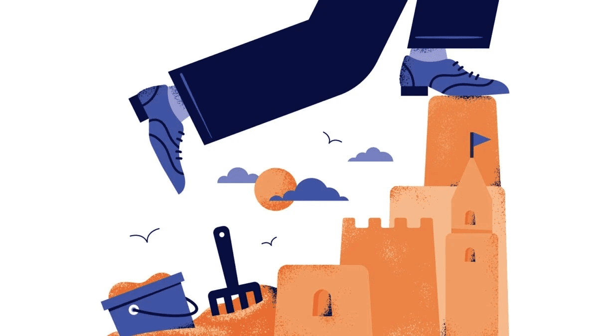 Stepping up higher on a sandcastle