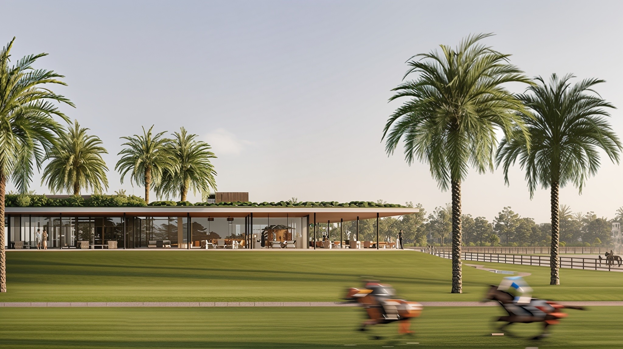 Aerial view of The Palms golf course at Grand Polo Club and Resort, showcasing manicured greens and surrounding landscape.