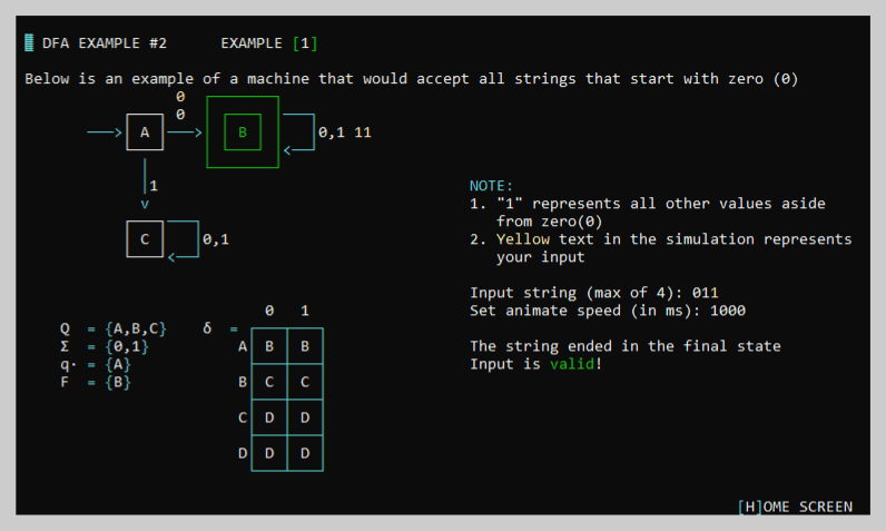 Interactive simulator/example of the tutorial