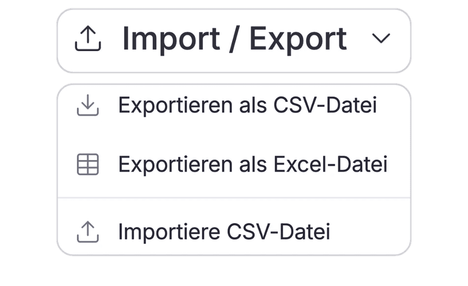 Webnity X: Lead-Listen als CSV oder Excel exportieren und CSV-Dateien importieren