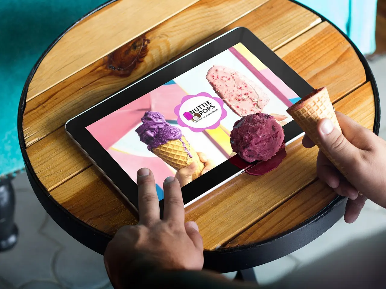 A web design mockup showing a website layout on a laptop screen