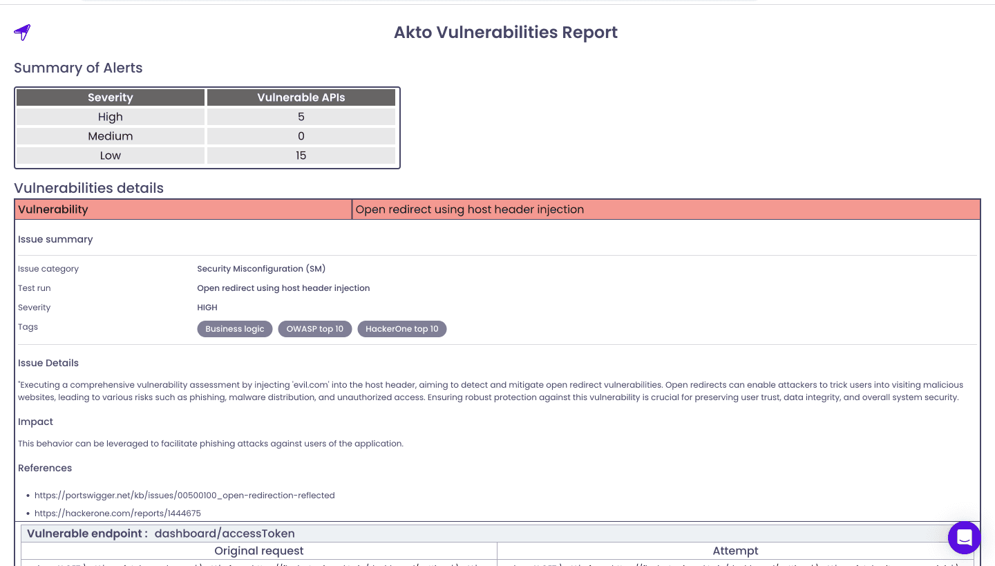 HTML vulnerability report