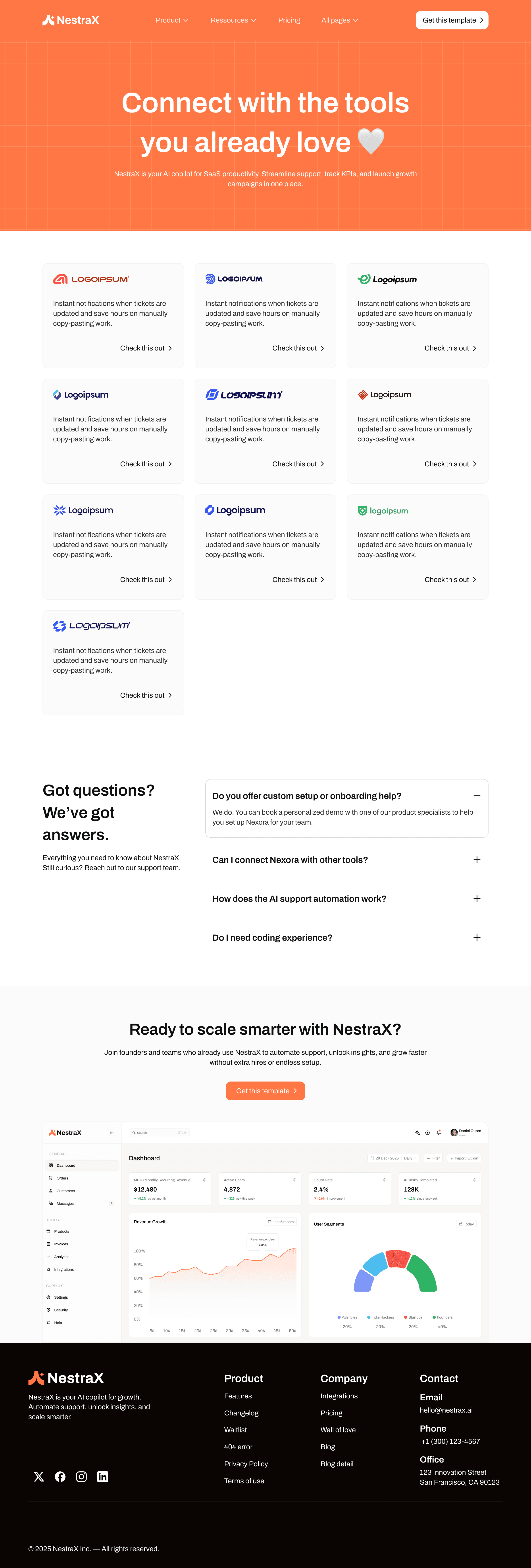Integrations page