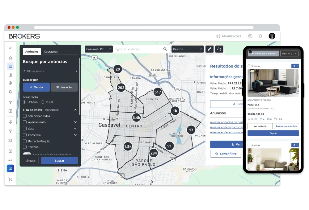 brokers plataform and mobile view