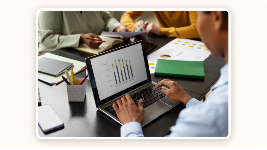 Performance chart on a laptop