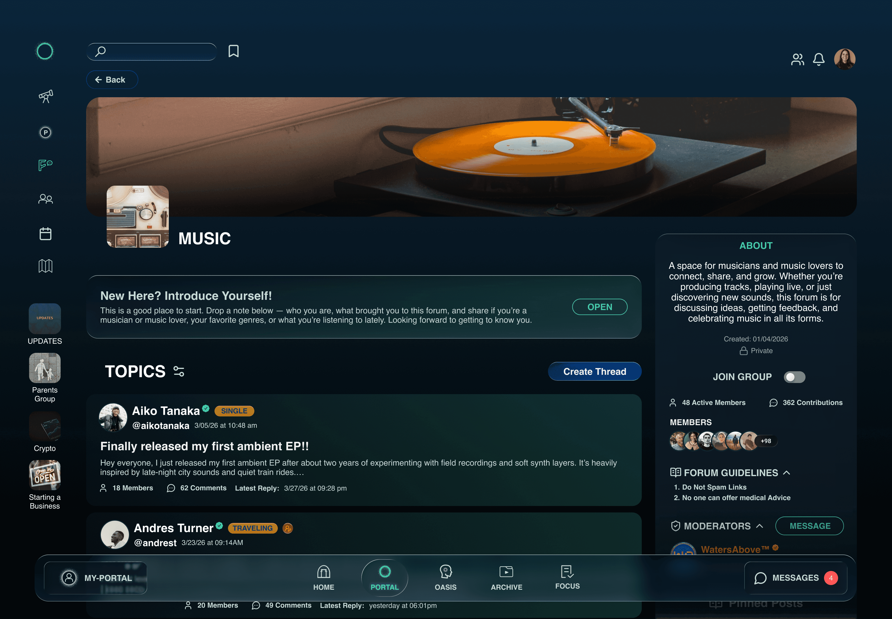 Computer screen showing Forum Thread
