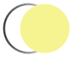Uma ilustração simples de um sol com formato crescente curvo, representando um corpo celeste e sua luz.