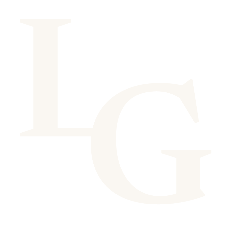 White initials for Lyssa Gagné on a dark rectangle background.
