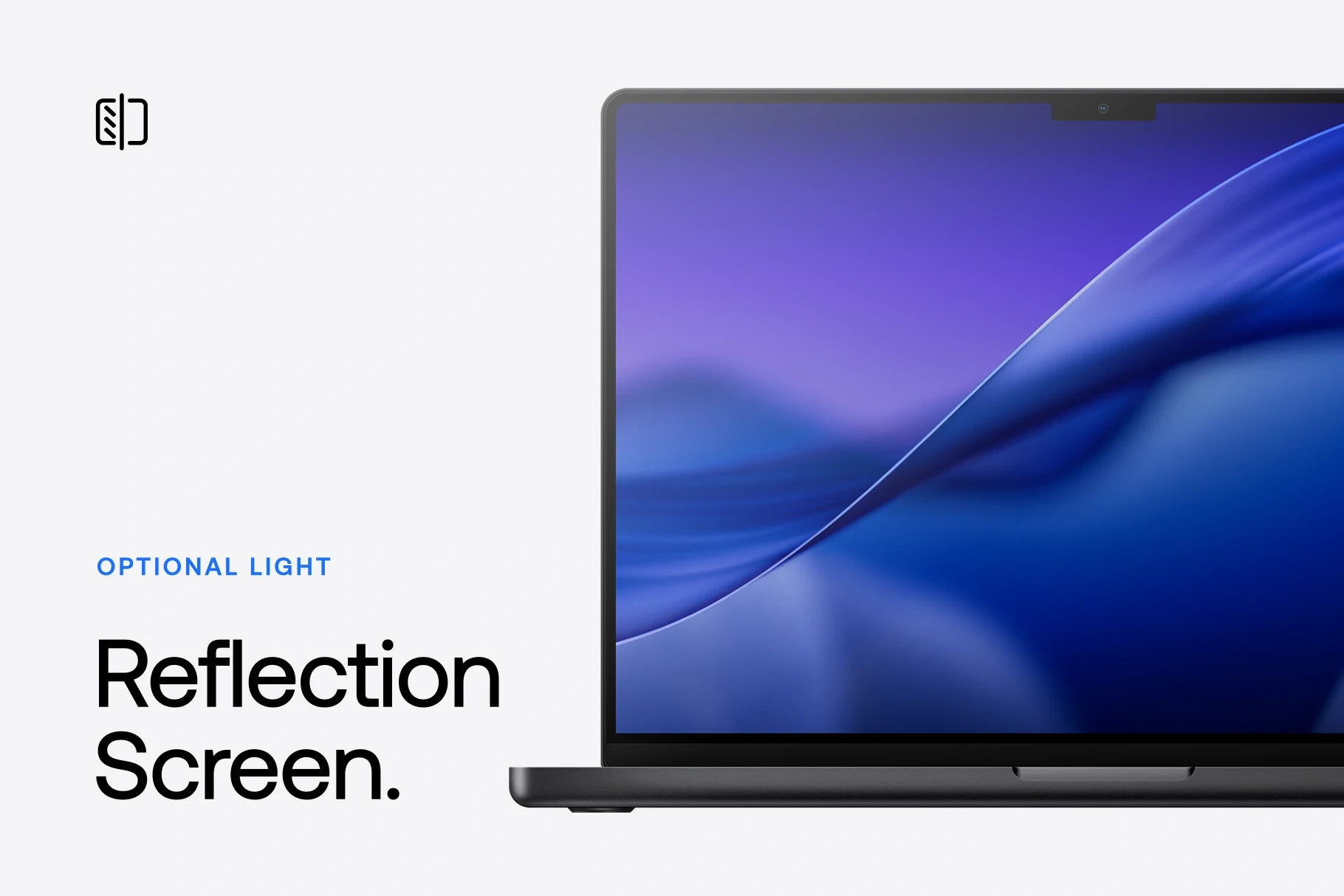 MacBook Pro mockup with optional light screen reflection enabled.