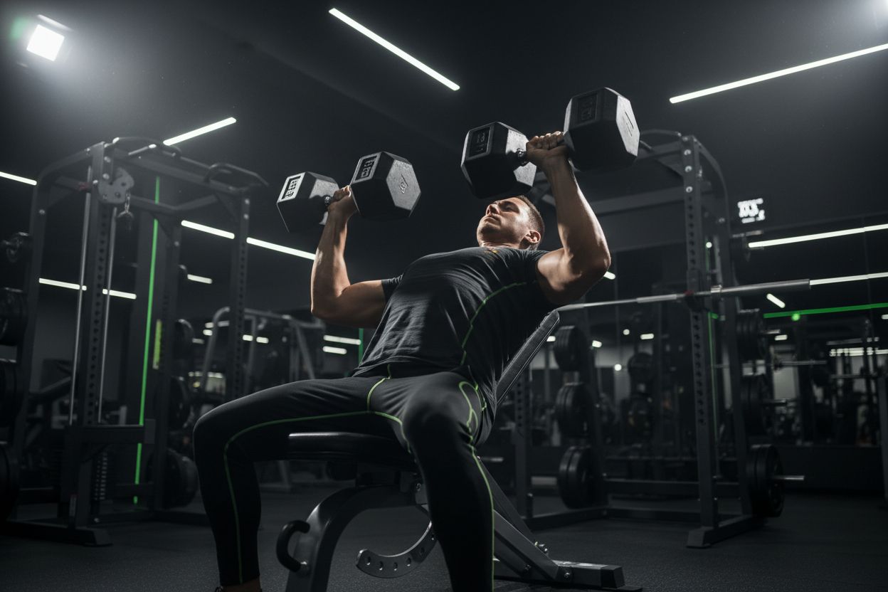 Person doing dumbbell bench press