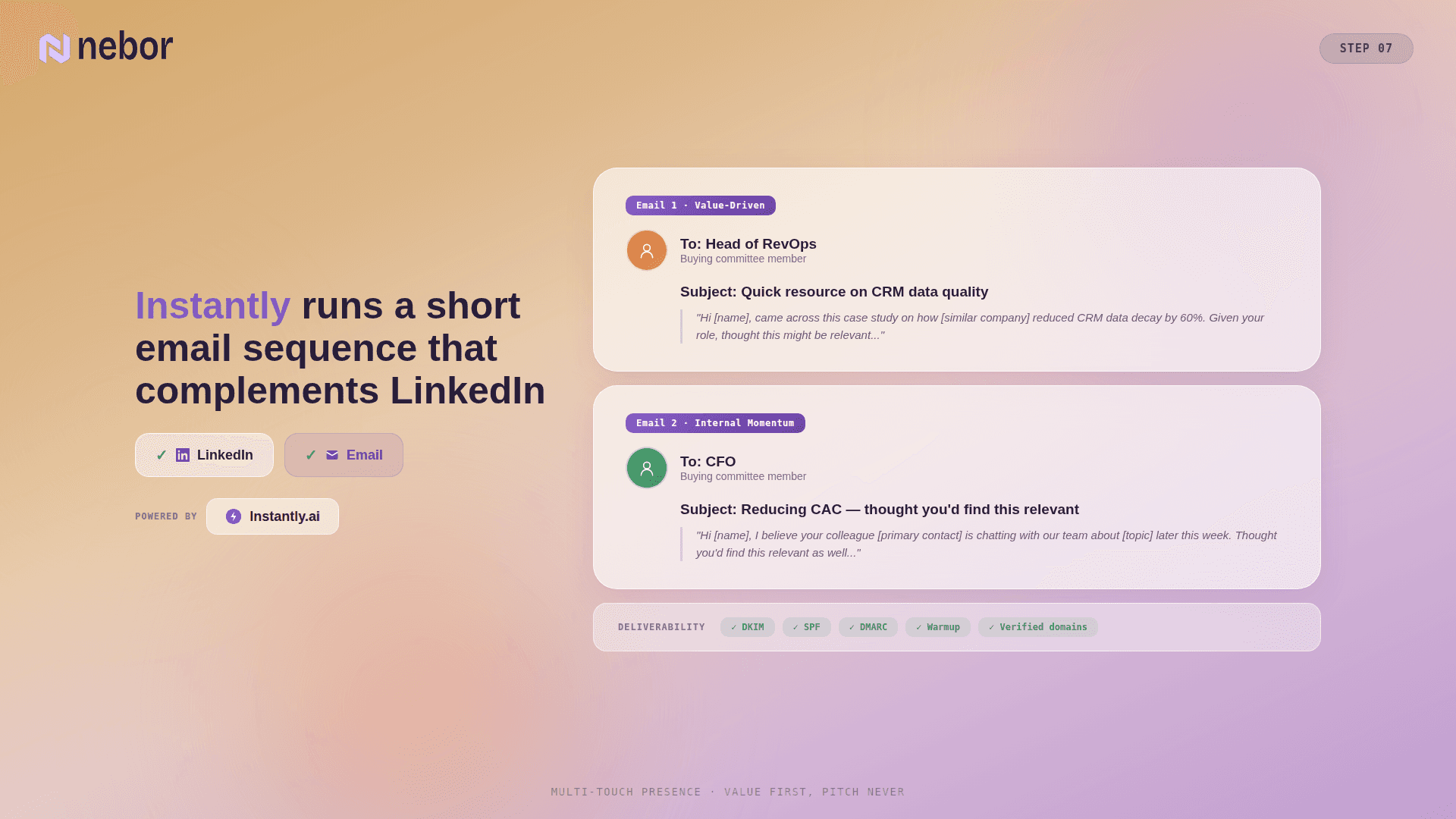 use Instantly.ai to run a short email sequence to buying committee members