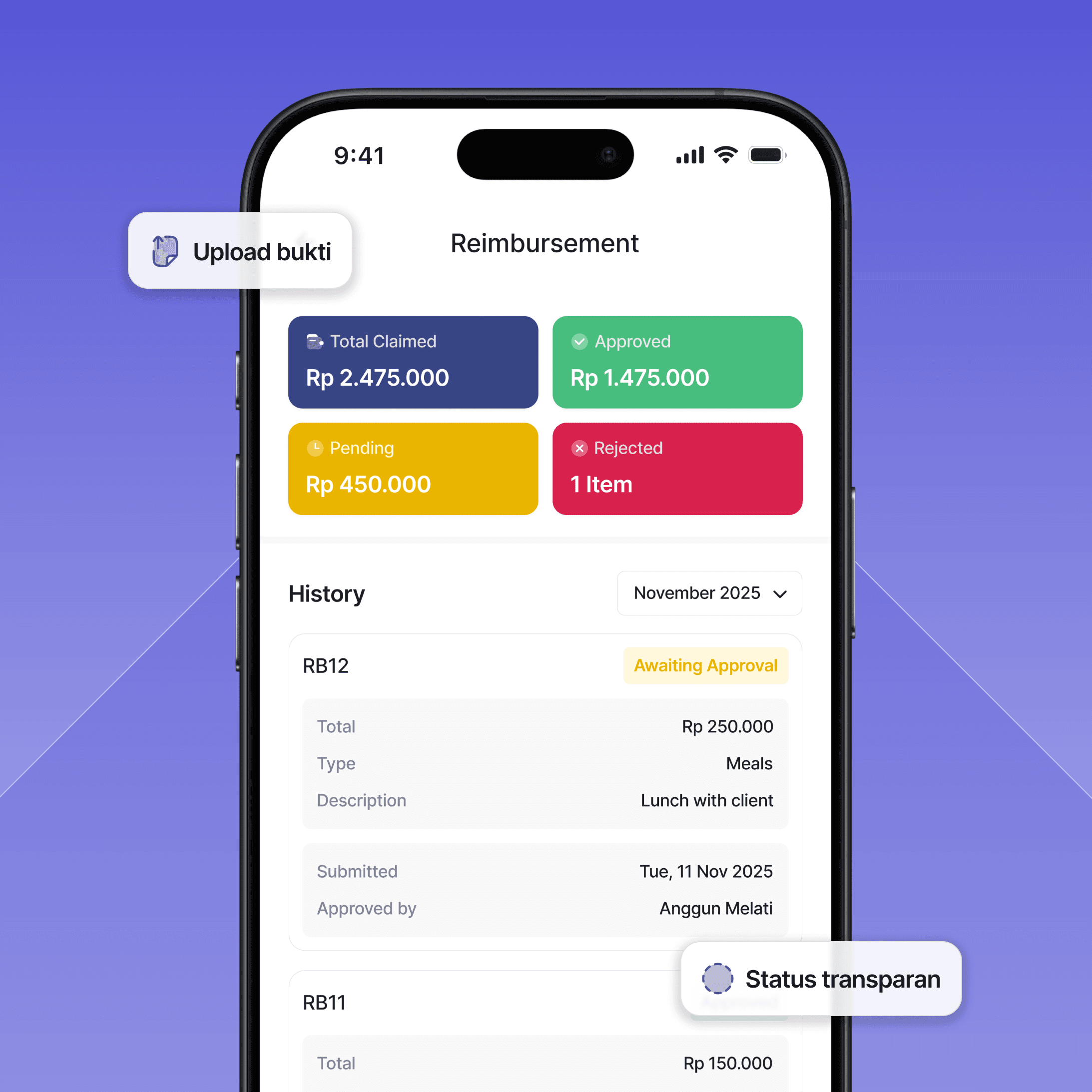 Fitur absensi online Absenly dengan selfie dan GPS untuk verifikasi lokasi serta waktu kehadiran real-time.