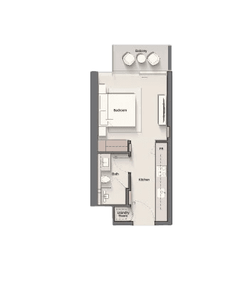 Floor plan of a study apartment at Costa Mare Marina, showcasing layout and room dimensions.