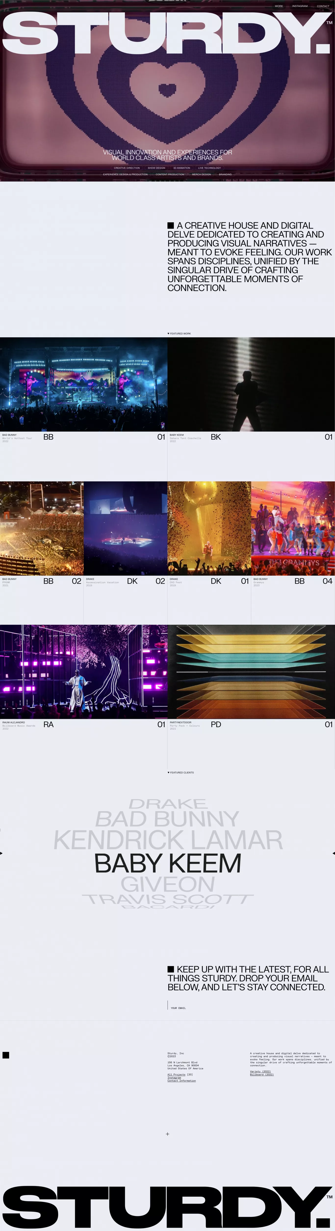 STURDY portfolio page screenshot showcasing Design and Tech design