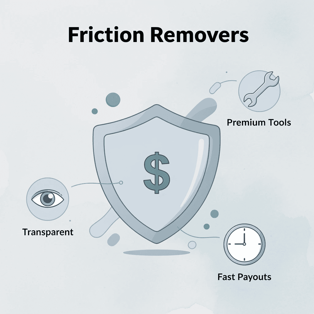  Shield badge showing friction removers for scalpers