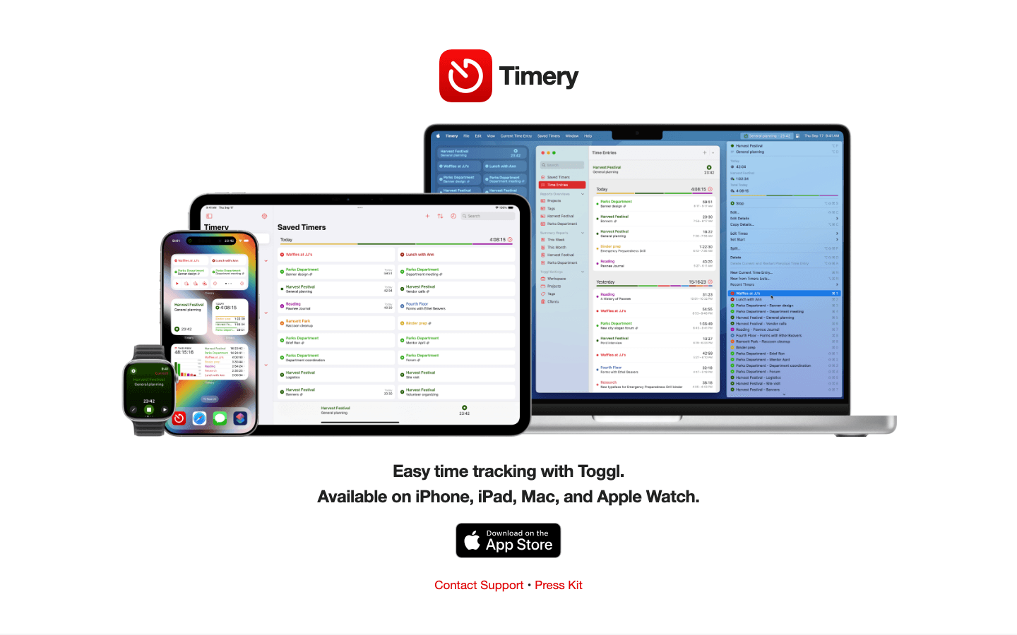 Timery website screenshot