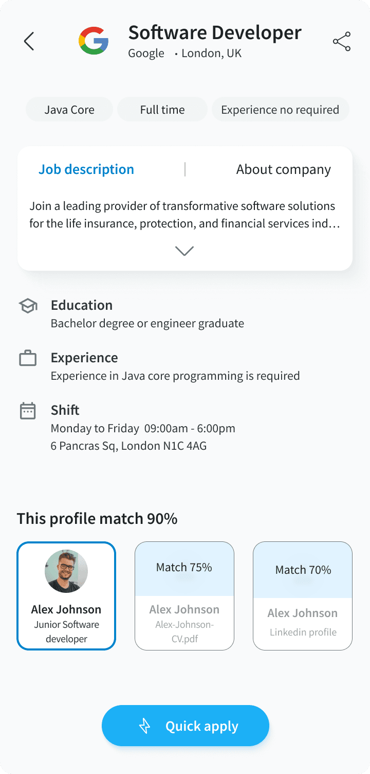 Wireframe — application tracker