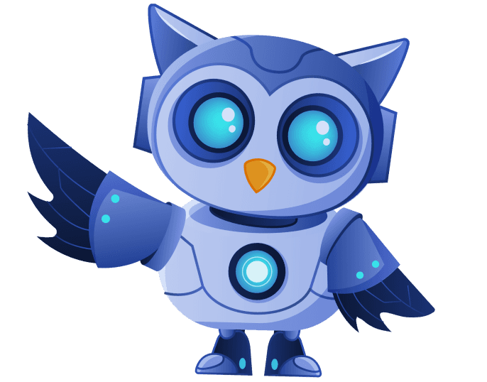 Robot owl illustration to represent KnowledgeOwl's robust AI options