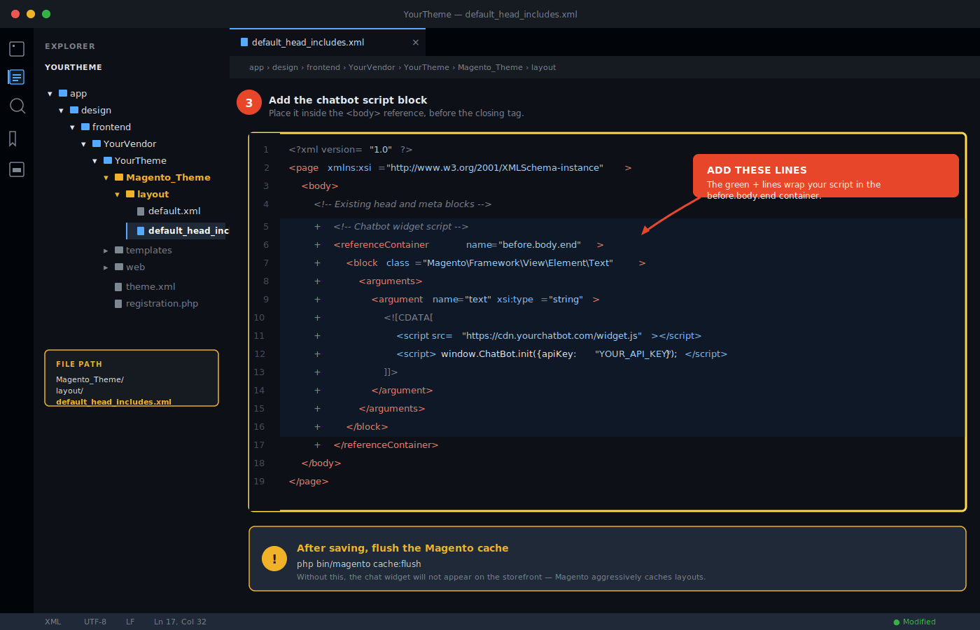  Add the script to your theme layout for ai chatbot integration