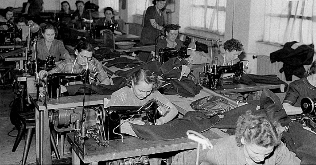 Garment factory workers in Leipzig, Germany ca. 1953