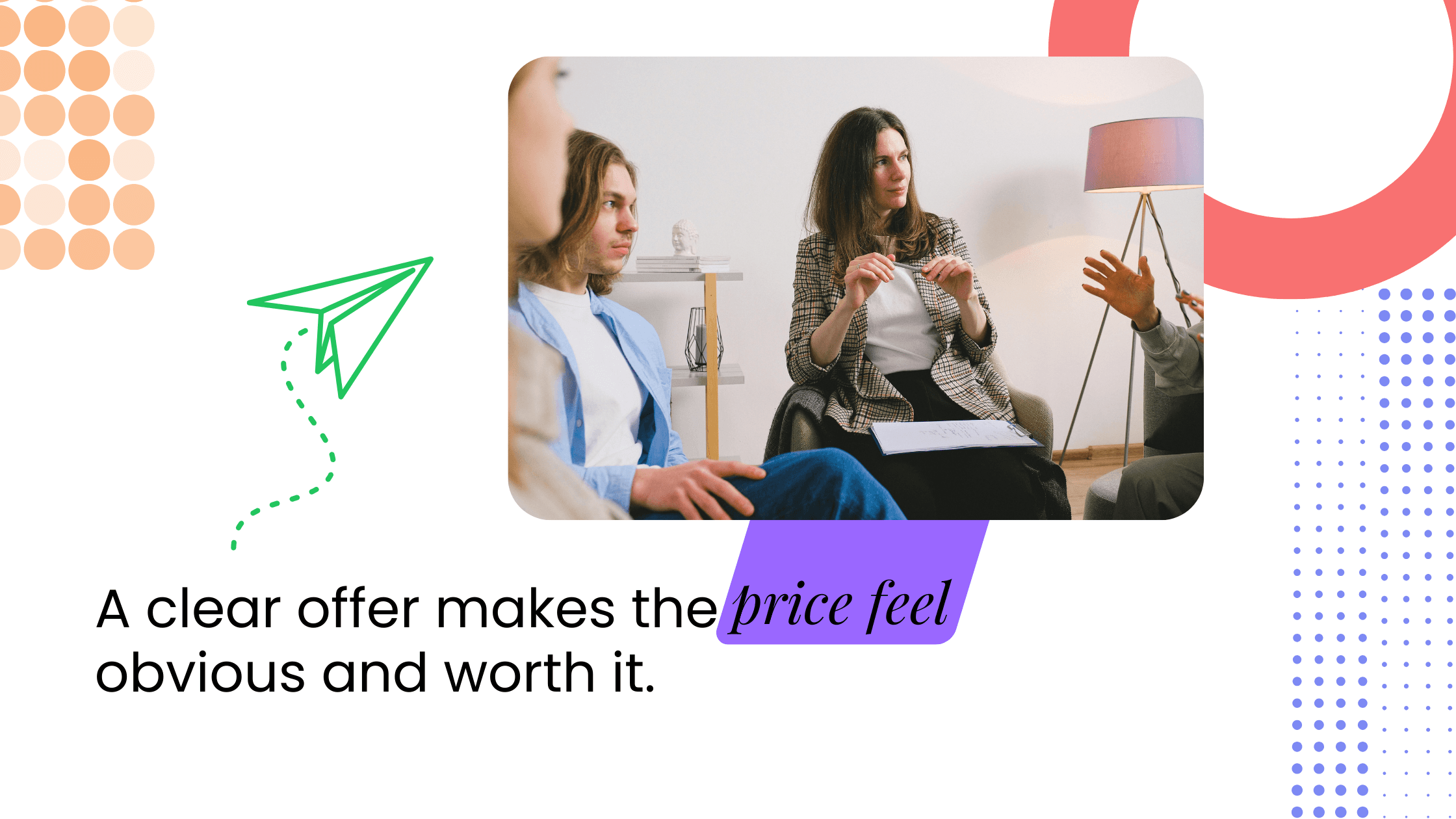 Coach presenting a clear coaching offer, illustrating how strong positioning makes the price feel obvious and worth it.