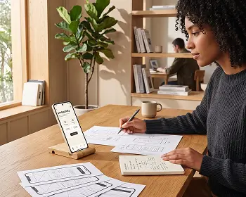 Designer working on iOS devices