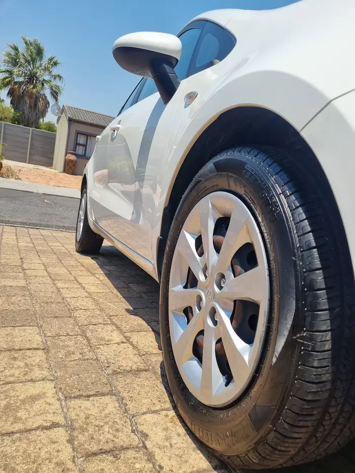 Bottom view of a glossy wheel after being washed