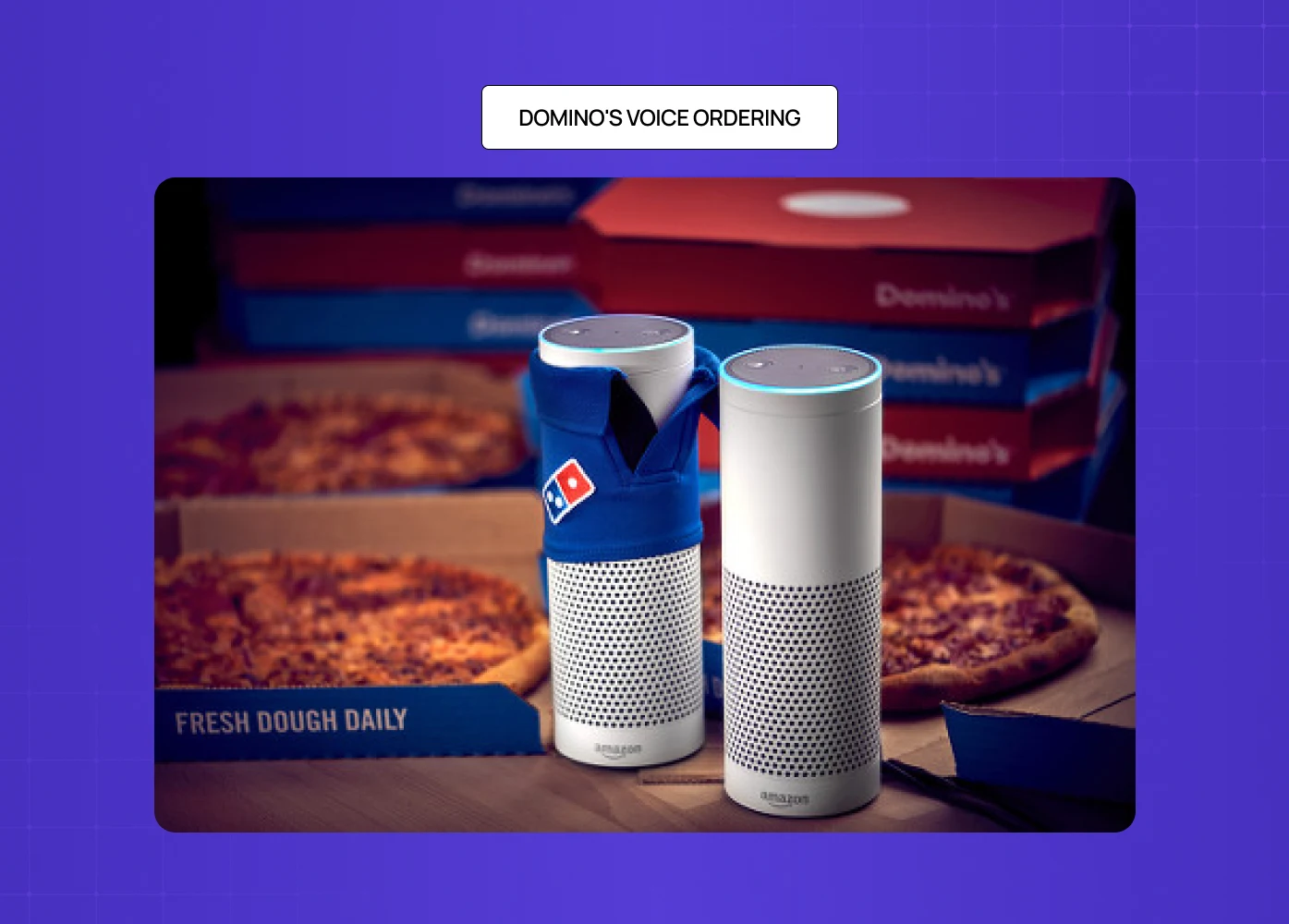 Smart speakers used for Domino’s voice ordering showcasing real-world voice commerce experience. 