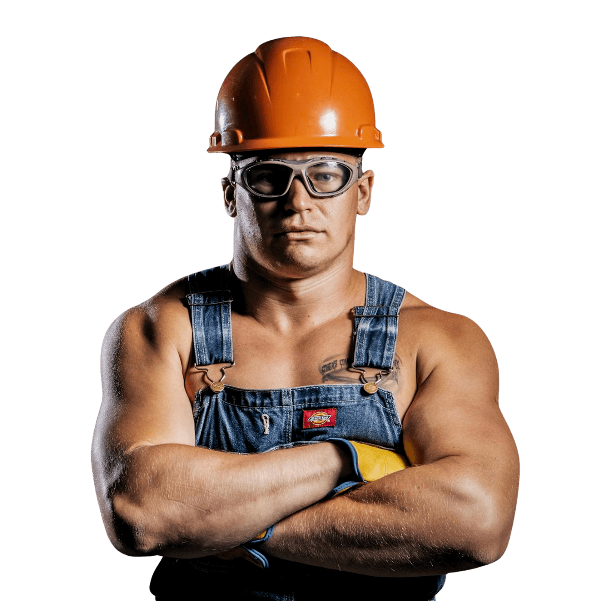 Image of an electrician wearing orange hat
