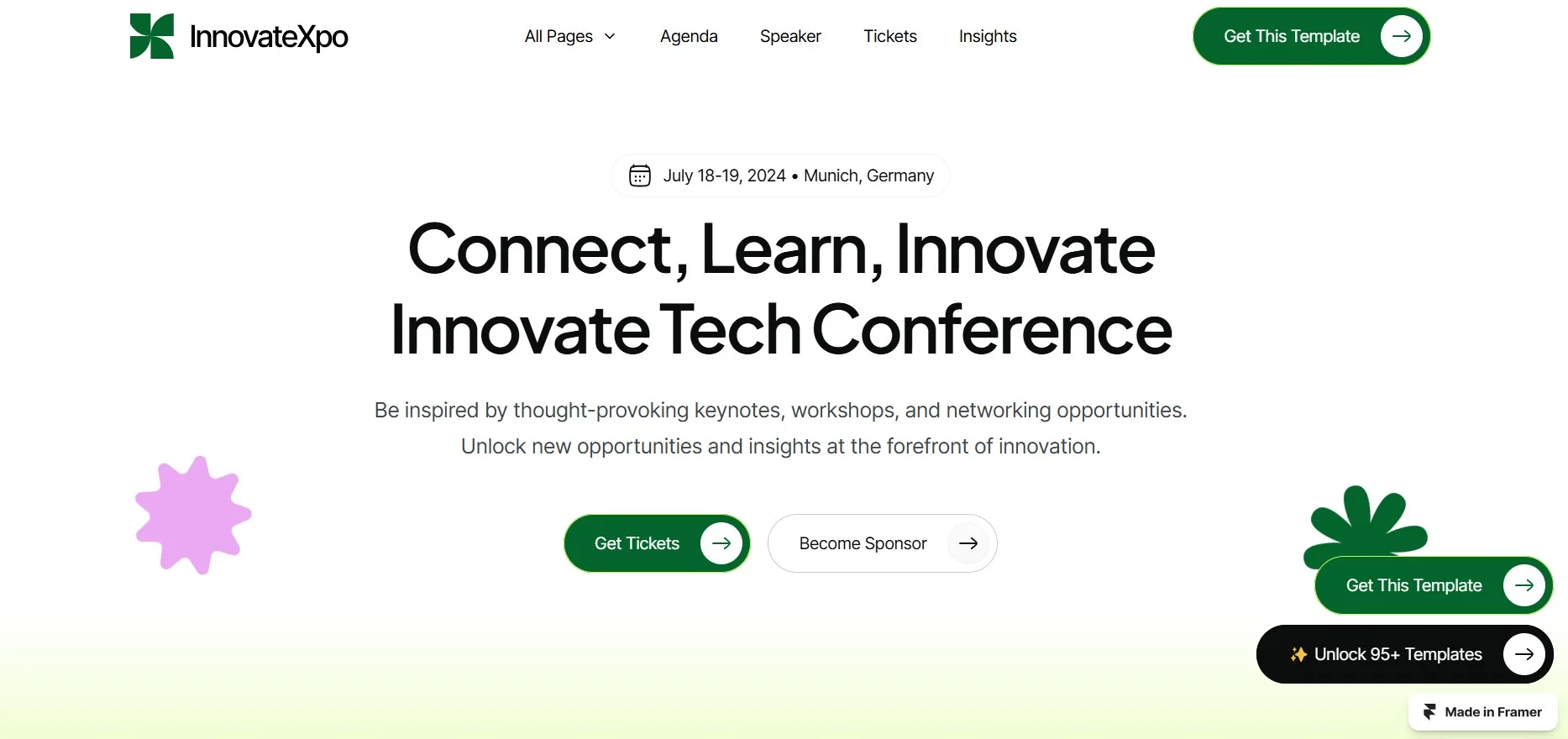 Best Framer Templates for Events and Conferences - InnovateXpo