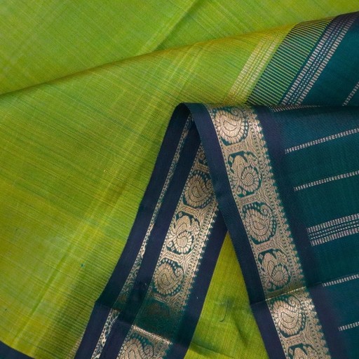 Lime Green and Dark Green Kanchivaram Silk Saree