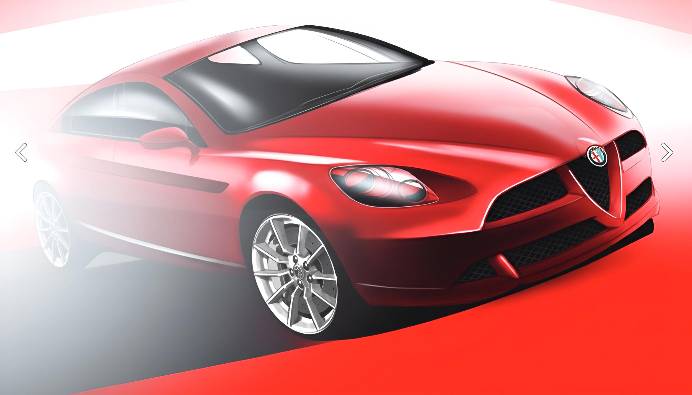 Alfa Romeo Giulietta early design sketch, 3/4 front view