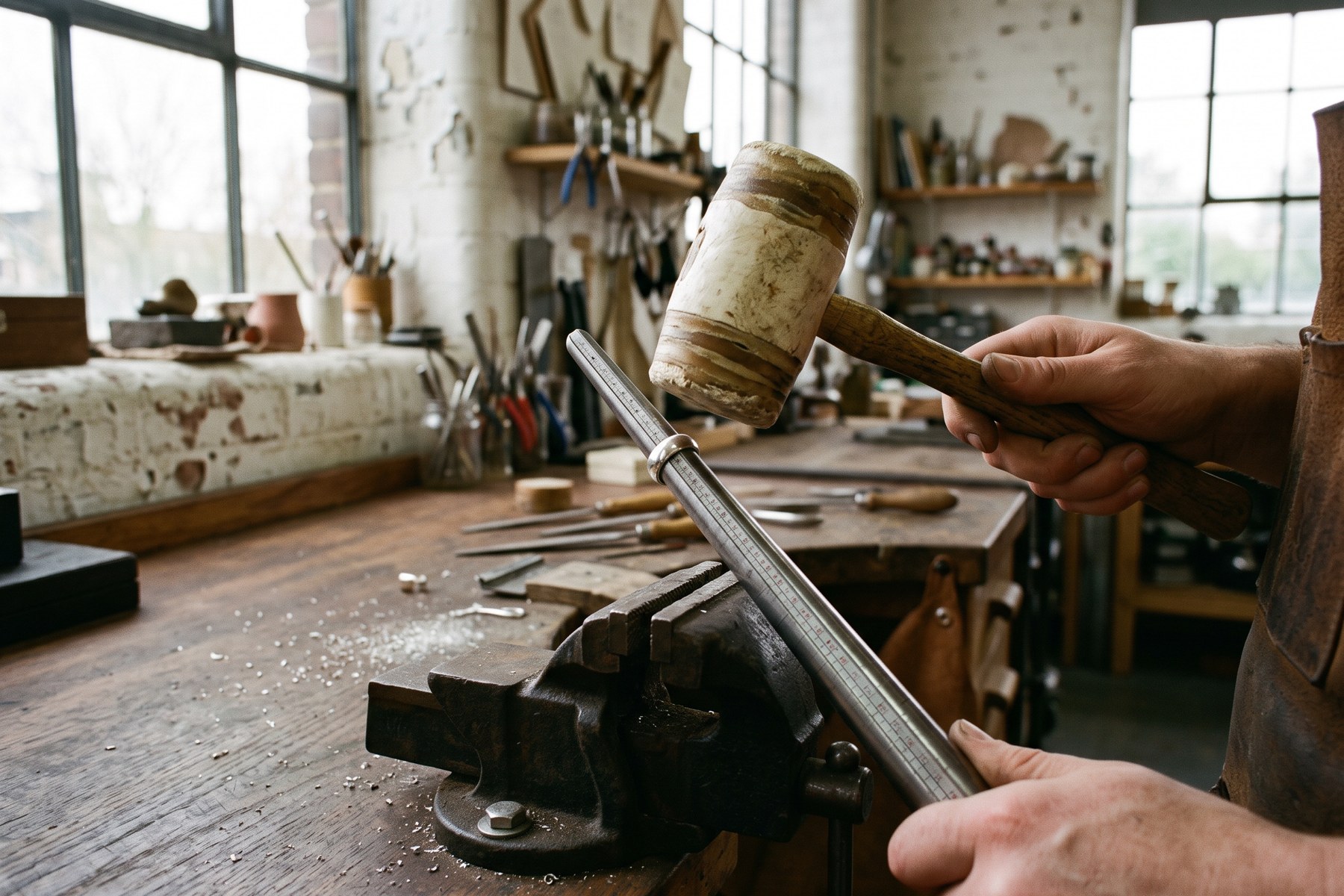 Stretching a band on the mandrel