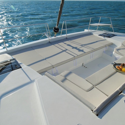front of the catamaran