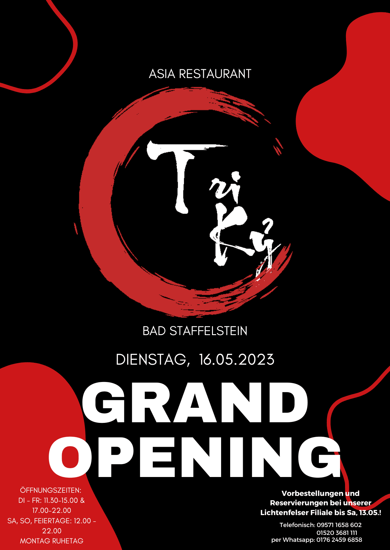 Grand Opening Poster der Social Media Ankündigung des Asia Restaurant Tri Ky Bad Staffelstein