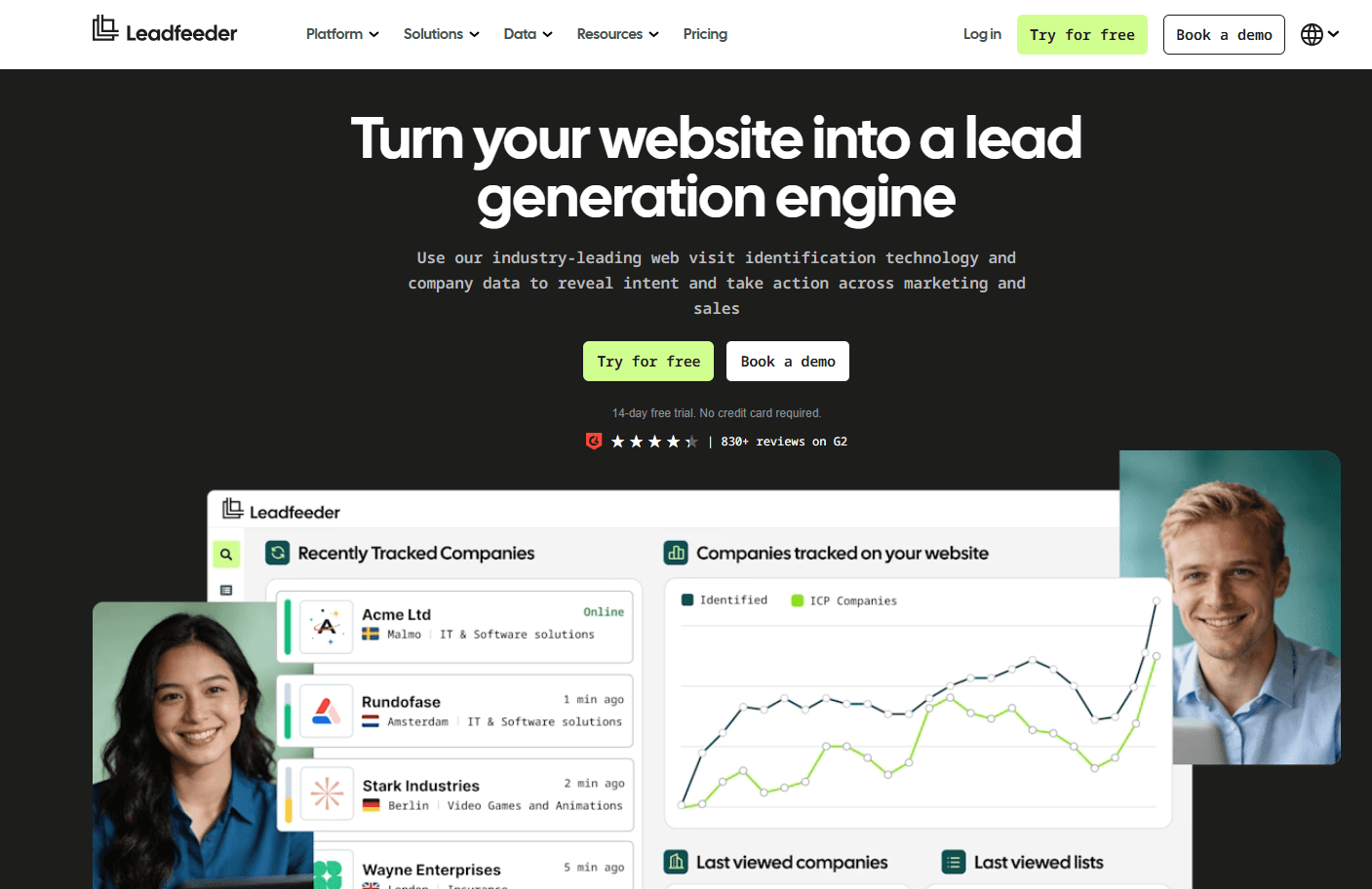 Leadfeeder homepage