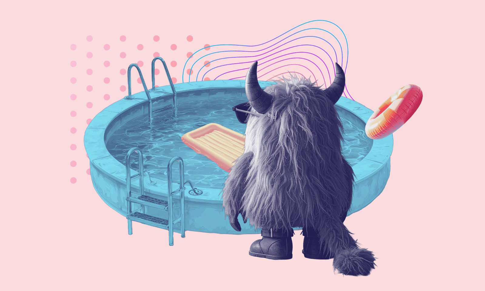 Monster beside swimming pool