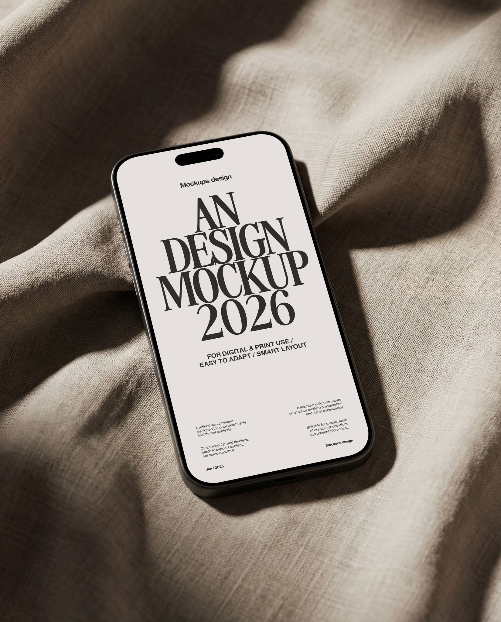 iPhone 16 mockup with clean garment, studio setting