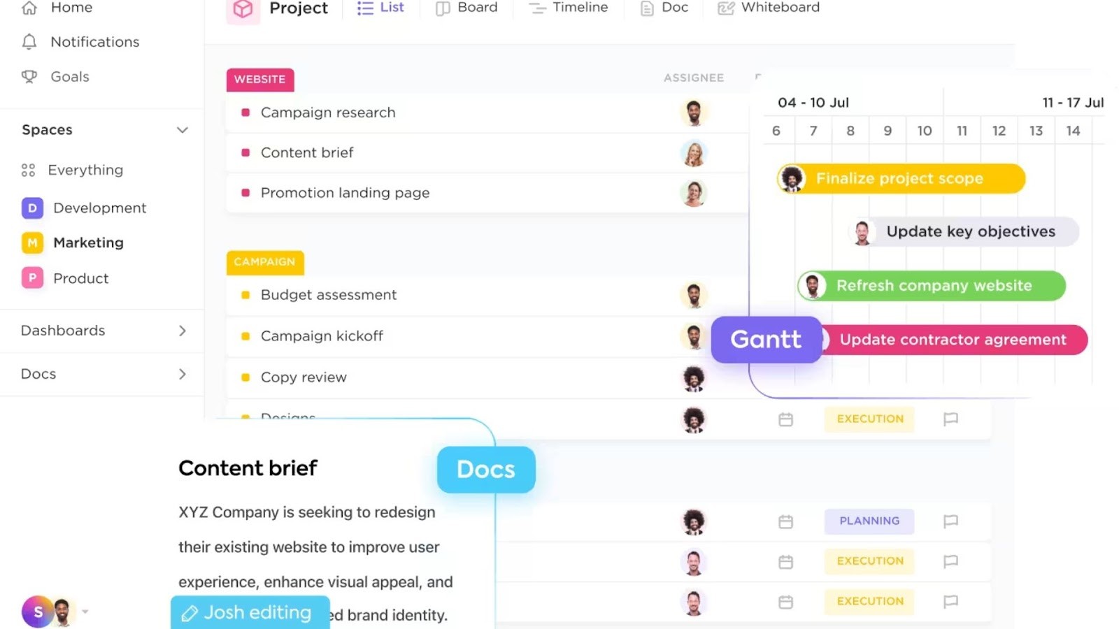ClickUp's all-in-one marketing project workspace