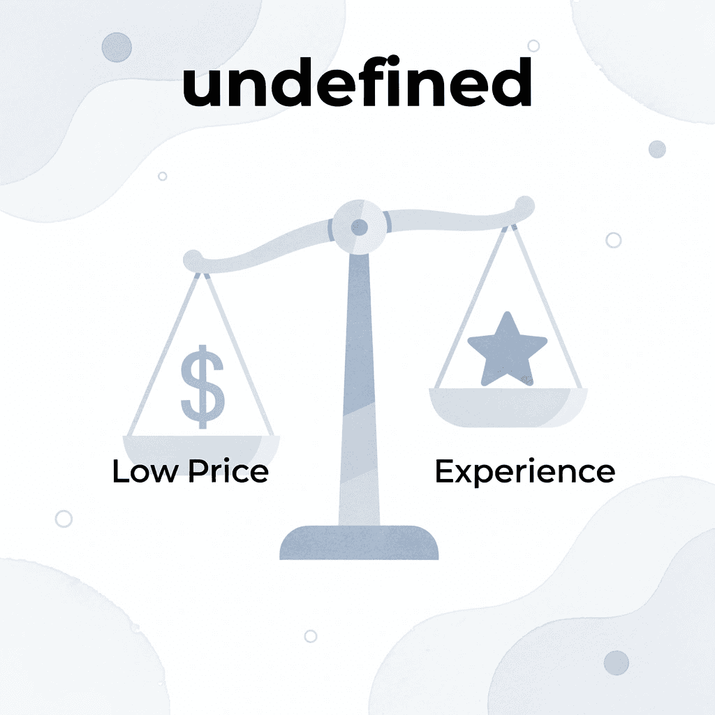 Balance scale comparing low price versus customer experience