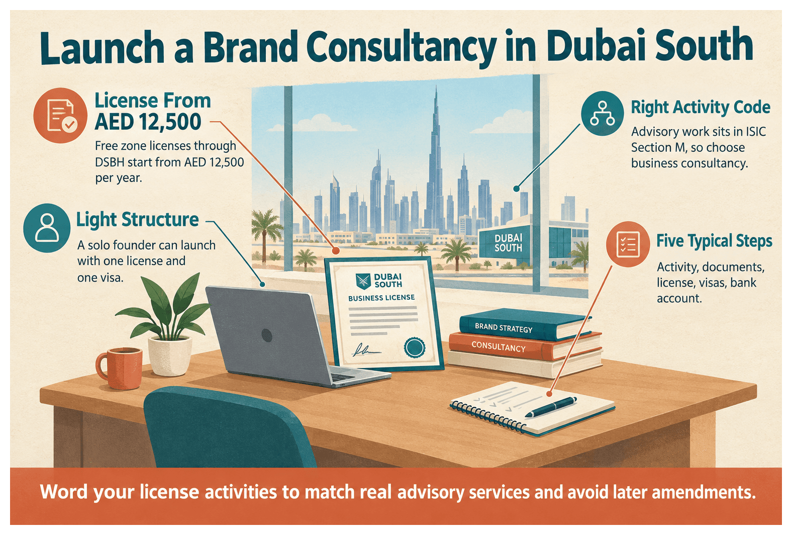 Infographic: Setting Up a Brand Strategy Consultancy Business in Dubai South: License, Cost and Steps