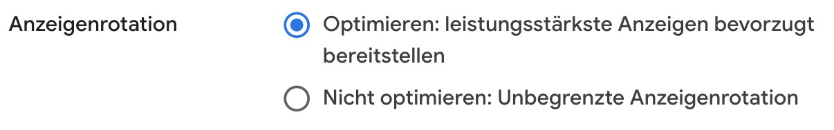 Anzeigenrotation Einstellung in Google Ads