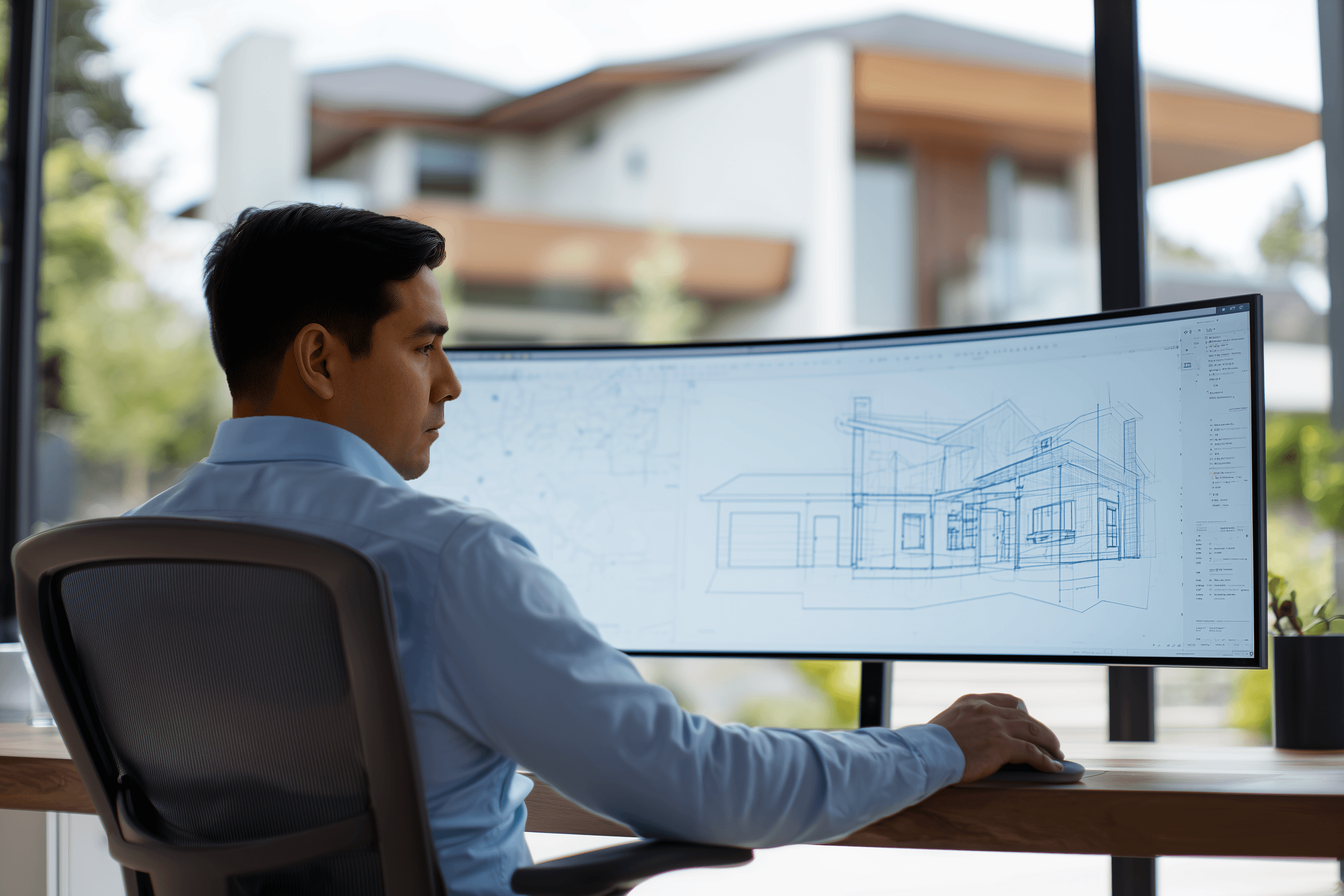 Architect Drafting on the Computer