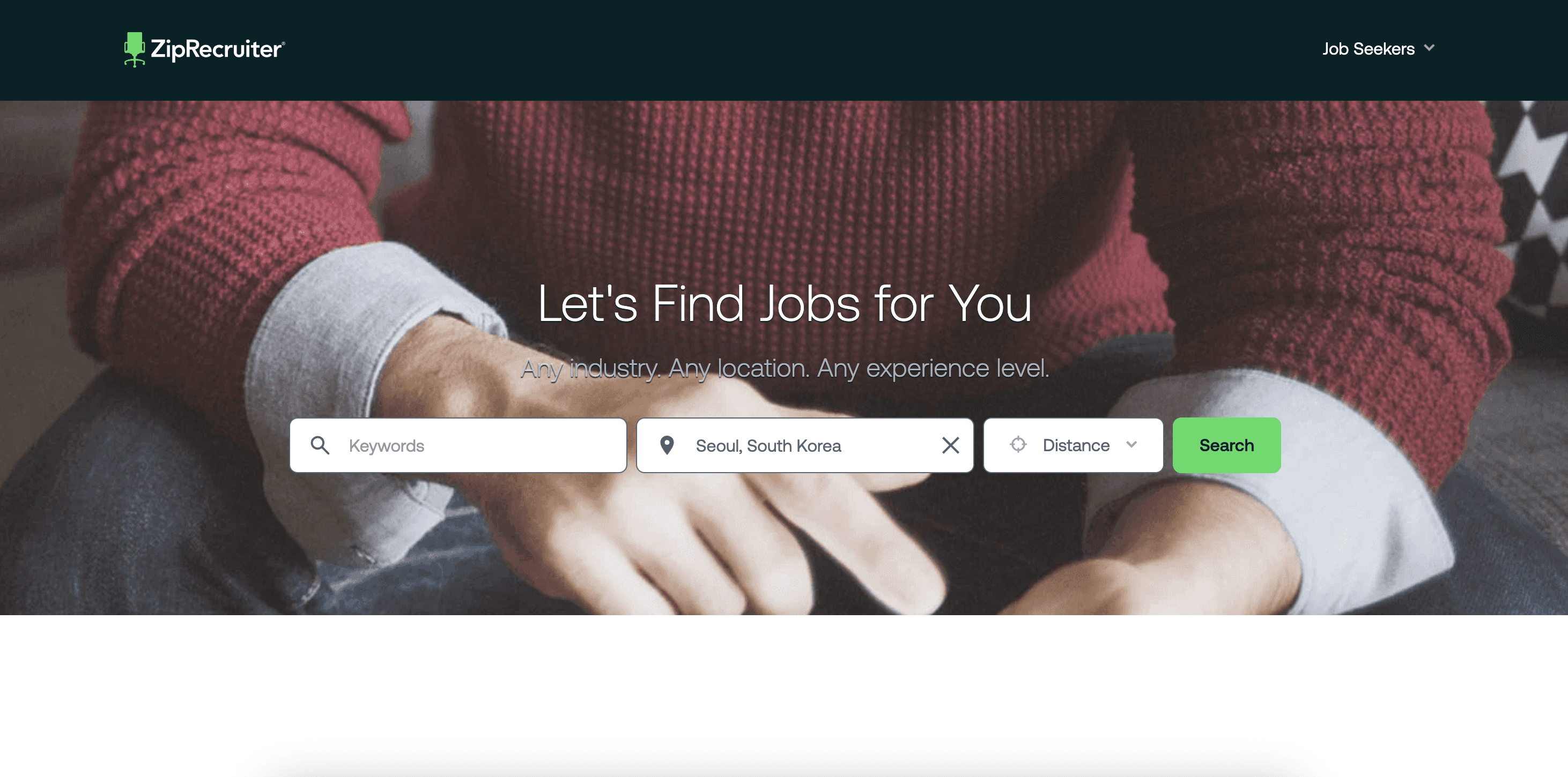 ZipRecruiter homepage